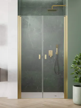 Nes ﻿Brushed Gold DWD I﻿ szálcsiszolt arany zuhanyajtó 80 átlátszó