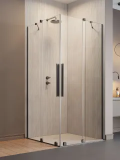 Furo Brushed GunMetal KDD szögletes szálcsiszolt fegyvermetál zuhanykabin 80x90 átlátszó