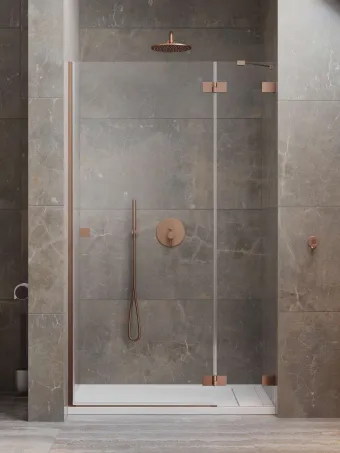 Essenza Pro Brushed Copper DWJ szálcsiszolt réz zuhanyajtó 100 átlátszó balos