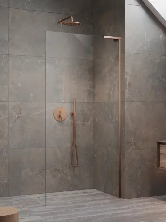 Modo SL II Brushed Copper Walk-in szálcsiszolt réz zuhanyfal 55 átlátszó balos