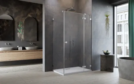 Essenza Pro Brushed Nickel KDJ szögletes szálcsiszolt króm zuhanykabin 90x75 átlátszó jobbos