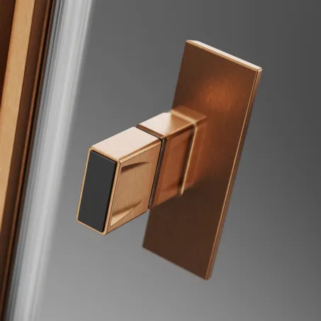 Nes Brushed Copper KDJ-B szögletes szálcsiszolt réz zuhanykabin 80x70 átlátszó jobbos