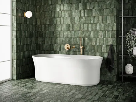 Ypsilon 180x80 akrilkád, fehér szabadonálló, fehér/fekete/króm lefolyó