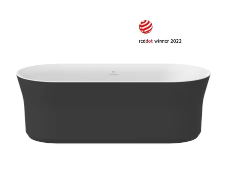 Ypsilon 180x80, akrilkád, fekete/fehér, szabadonálló, fekete/fehér/króm lefolyó