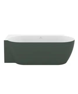 Freedom Corner II Tec 175x86 bal, akrilkád, Grey Green/fehér, fehér/fekete/króm lefolyó