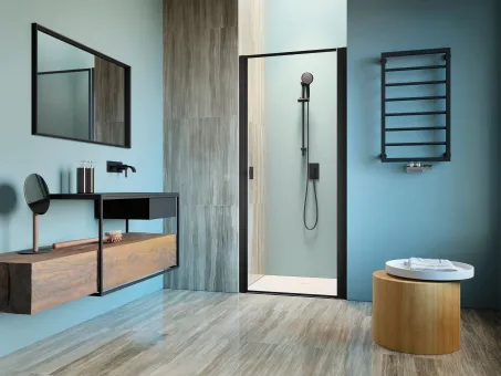 Nes Black DWJ I Frame fekete zuhanyajtó 80 átlátszó jobbos