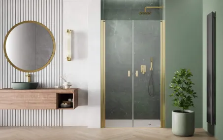 Nes ﻿Brushed Gold DWD I﻿ szálcsiszolt arany zuhanyajtó 110 átlátszó