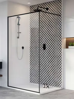 Modo New Black II Frame Walk-in fekete zuhanyfal 150 átlátszó