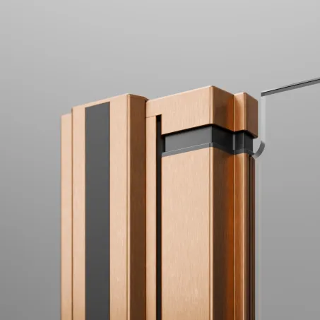 Nes Brushed Copper KDJ-B szögletes szálcsiszolt réz zuhanykabin 80x75 átlátszó balos