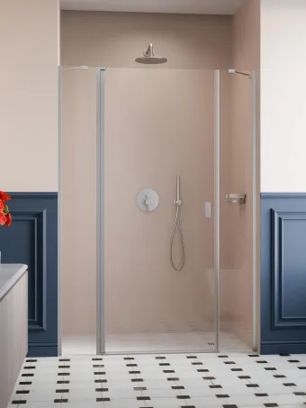 Nes Brushed Nickel DWJS szálcsiszolt króm zuhanyajtó 130 átlátszó jobbos