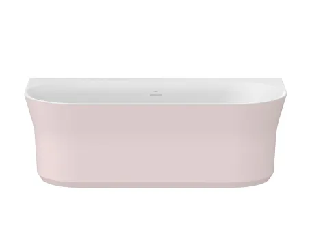 Ypsilon Wall 178x86, akrilkád, Alabaster Pink/fehér, szabadonálló, fehér/fekete/króm lefolyó