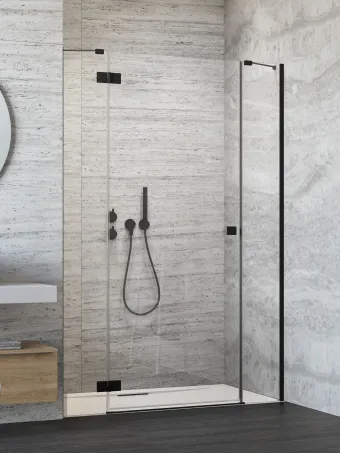 Essenza Black DWJS fekete zuhanyajtó 110 átlátszó jobbos