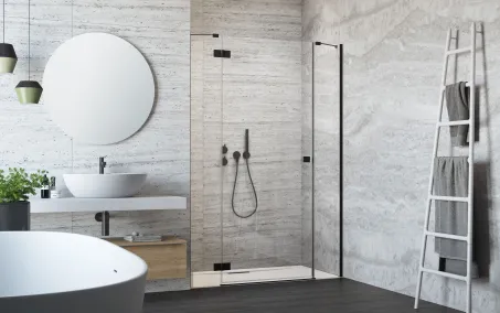 Essenza Black DWJS fekete zuhanyajtó 110 átlátszó jobbos