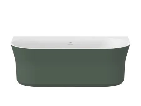 Ypsilon Wall 178x86, akrilkád, Grey Green/fehér, szabadonálló, fehér/fekete/króm lefolyó