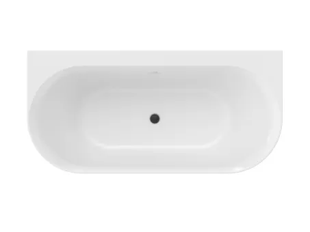 Ypsilon Wall 178x86, akrilkád, Grey Green/fehér, szabadonálló, fehér/fekete/króm lefolyó