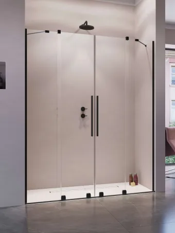 Furo Black DWD fekete zuhanyajtó 140 átlátszó