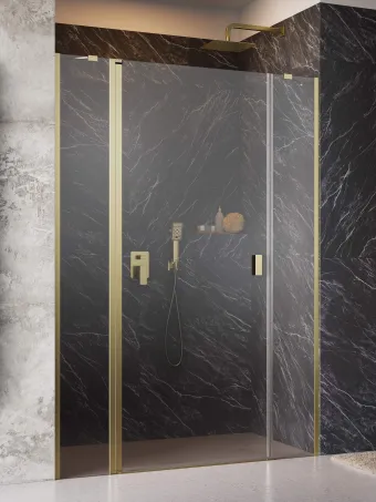 Nes ﻿Brushed Gold DWJS﻿ szálcsiszolt arany zuhanyajtó 130 átlátszó balos