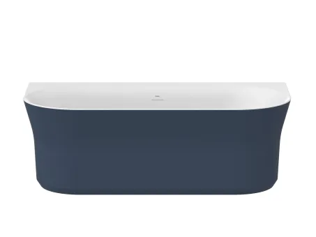 Ypsilon Wall 178x86, akrilkád, Deepsea Blue/fehér, szabadonálló, fehér/fekete/króm lefolyó