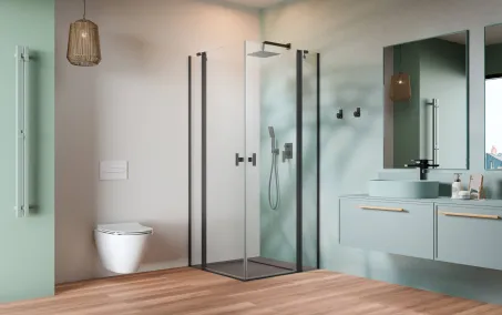 Nes Brushed GunMetal KDD II szögletes szálcsiszolt fegyvermetál zuhanykabin 100x90 átlátszó