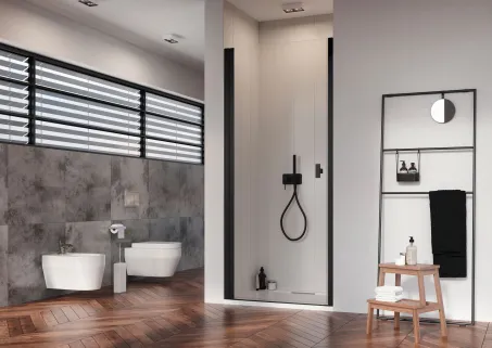 Nes 8 Black DWJ I fekete zuhanyajtó 100 átlátszó balos