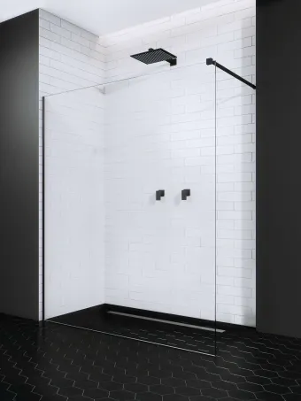 Modo X Black II Walk-in fekete zuhanyfal 130 átlátszó