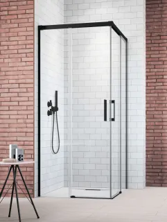 Idea Black KDD szögletes fekete zuhanykabin 90x90 átlátszó