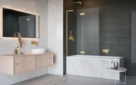 Essenza 8 SL Gold PND II arany kádparaván 130 átlátszó balos