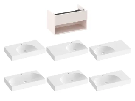 SD Lite 80 fürdőszobai szekrény mosdó alá Alabaster Pink