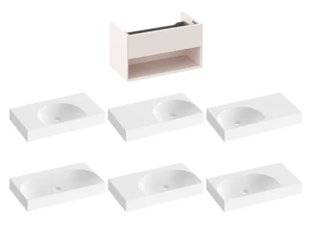 SD Lite 80 fürdőszobai szekrény mosdó alá Alabaster Pink