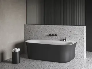 Ypsilon Wall 178x86, akrilkád, fekete/fehér, szabadonálló, fekete/fehér/króm lefolyó