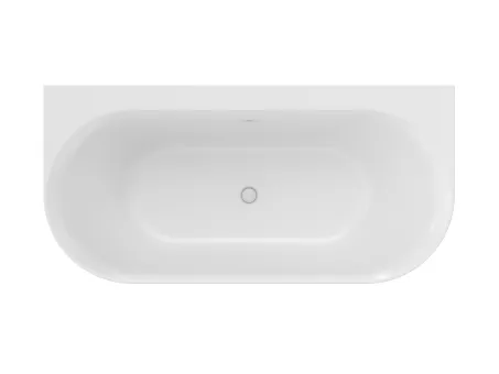 Ypsilon Wall 178x86 akrilkád, fehér, szabadonálló, fehér/fekete/króm lefolyó