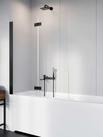 Nes 8 Black PND I fekete kádparaván 120 átlátszó balos