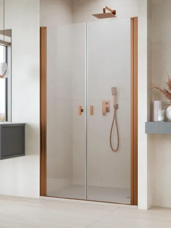 Nes Brushed Copper DWD I szálcsiszolt réz zuhanyajtó 90 átlátszó