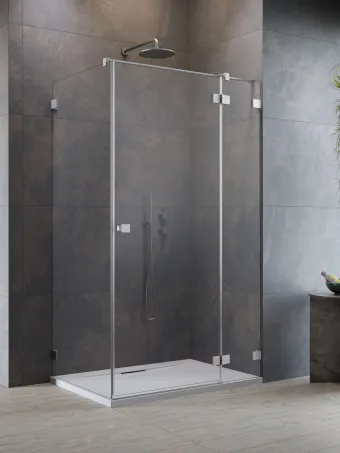 Essenza Pro Brushed Nickel KDJ szögletes szálcsiszolt króm zuhanykabin 100x120 átlátszó jobbos