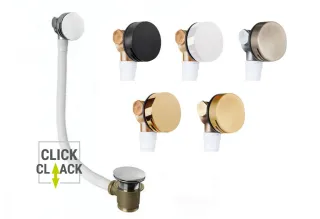 Vízfeltöltős, Click-Clack le- és túlfolyó kerek - matt fekete