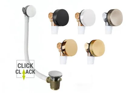 Vízfeltöltős, Click-Clack le- és túlfolyó kerek - matt fekete