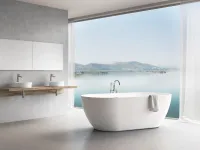 Freedom O 169x80, akrilkád, fehér szabadonálló, fehér/fekete/króm lefolyó