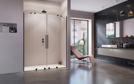 Furo Black DWD fekete zuhanyajtó 160 átlátszó