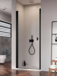 Nes 8 Black DWJ I fekete zuhanyajtó 80 átlátszó jobbos