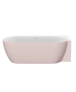 Freedom Corner II Tec 175x86 jobb, akrilkád, Alabaster Pink/fehér, fehér/fekete/króm lefolyó