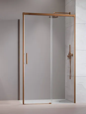 Idea Brushed Copper KDJ szögletes szálcsiszolt réz zuhanykabin 110x120 átlátszó balos