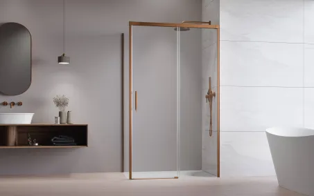 Idea Brushed Copper KDJ szögletes szálcsiszolt réz zuhanykabin 140x120 átlátszó jobbos