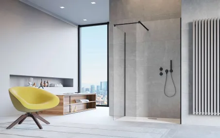 Modo X Black III Walk-in fekete zuhanyfal 90x140 átlátszó