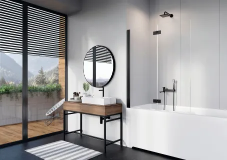 Nes 8 Black PND I fekete kádparaván 130 átlátszó balos