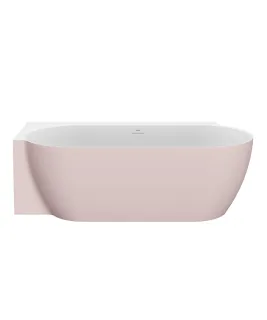 Freedom Corner II Tec 175x86 bal, akrilkád, Alabaster Pink/fehér, fehér/fekete/króm lefolyó