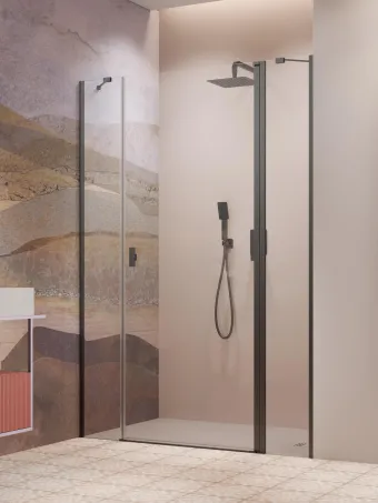 Nes Brushed GunMetal DWJS szálcsiszolt fegyvermetál zuhanyajtó 130 átlátszó balos