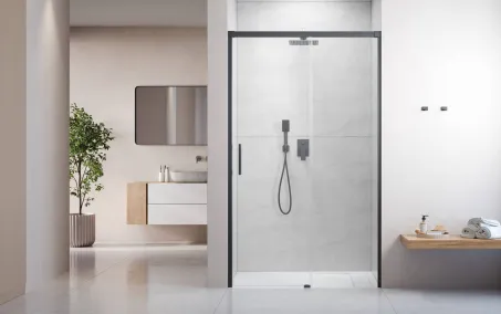 Idea Brushed GunMetal DWJ szálcsiszolt fegyvermetál zuhanyajtó 110 átlátszó jobbos