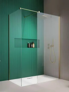 Modo New Gold III Walk-in arany zuhanyfal 50x50 átlátszó