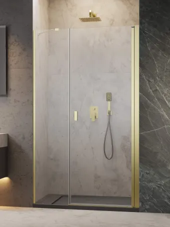 Nes ﻿Brushed Gold DWS﻿ szálcsiszolt arany zuhanyajtó 130 átlátszó balos