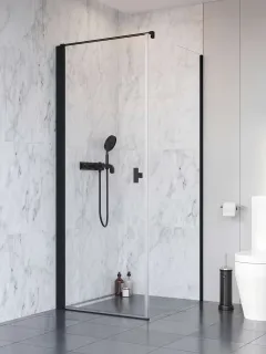 Nes 8 Black KDJ I szögletes fekete zuhanykabin 100x80 átlátszó balos